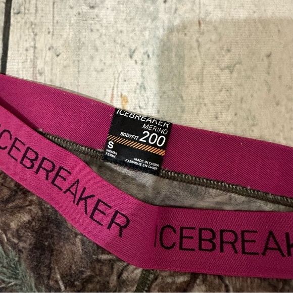 Icebreaker small bodyfit 200 merino wool leggings real tree camouflage brown tan - Picture 6 of 7